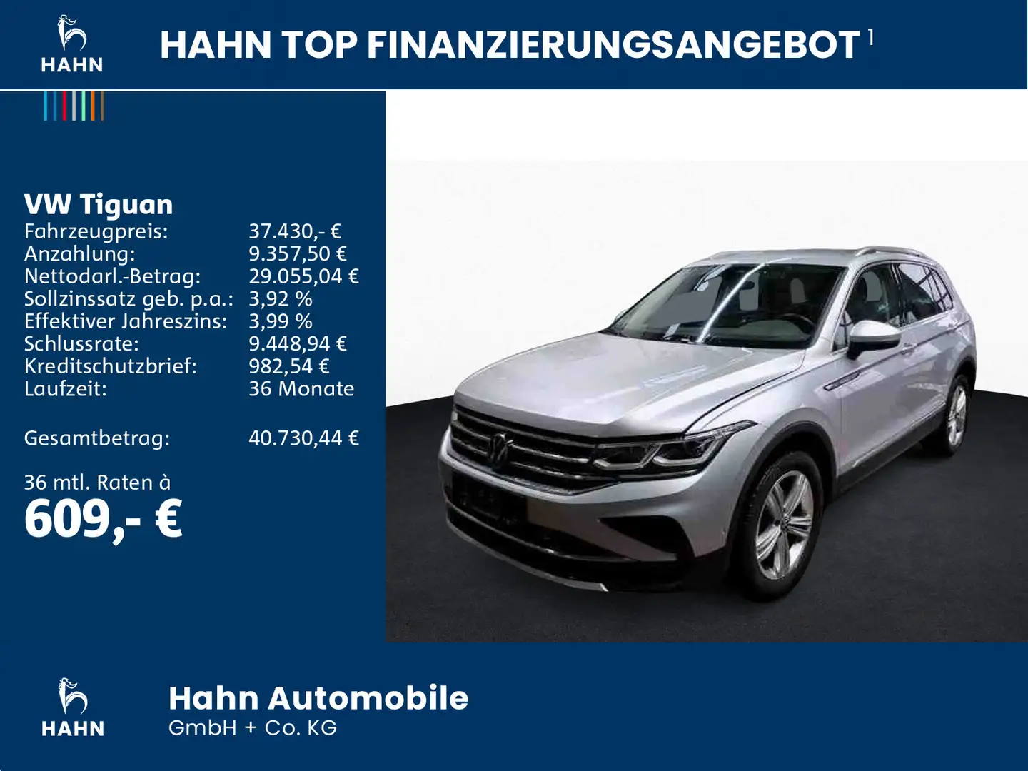 Volkswagen Tiguan 2.0TDI DSG 4Mo Elegance AHK Matrix Standh Silber - 2