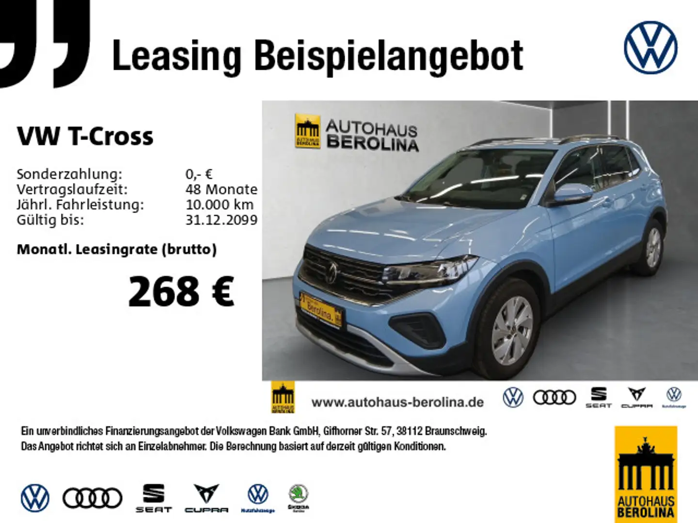Volkswagen T-Cross 1.0 TSI Life DSG *ACC*R-CAM*Digi.C*SHZ* Blau - 1