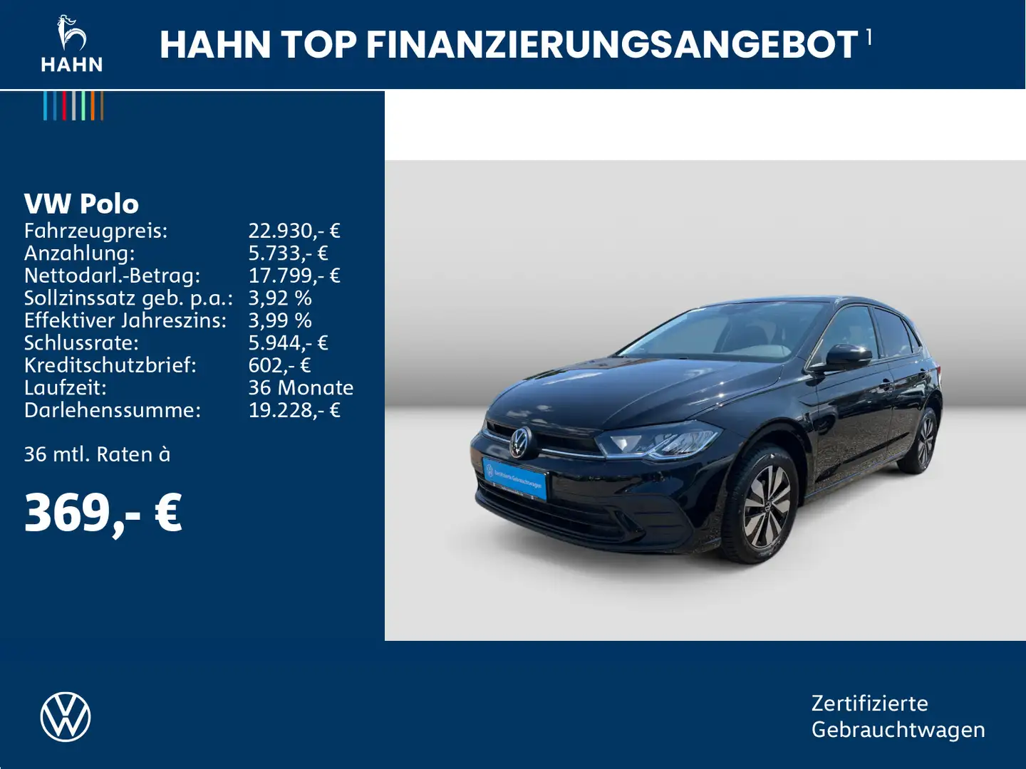 Volkswagen Polo 1.0TSI DSG Move LED Navi AHK Cam CarPlay Schwarz - 2