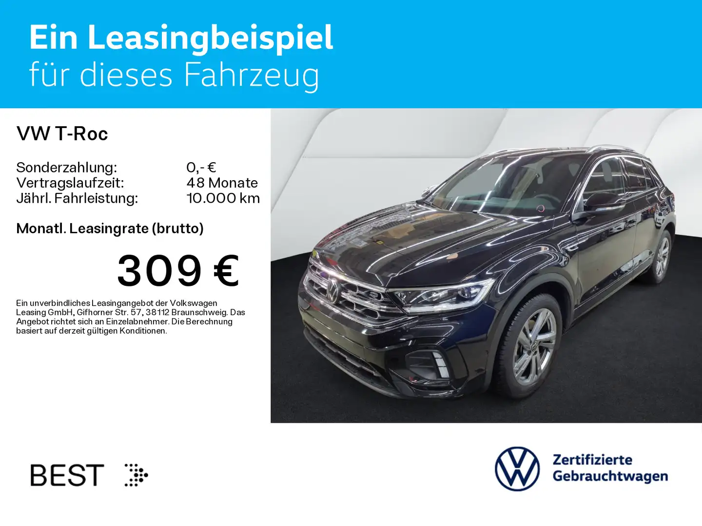 Volkswagen T-Roc T-ROC 1.5 TSI DSG R-LINE*LED*AHK*KAMERA*PDC*SHZ* Schwarz - 2