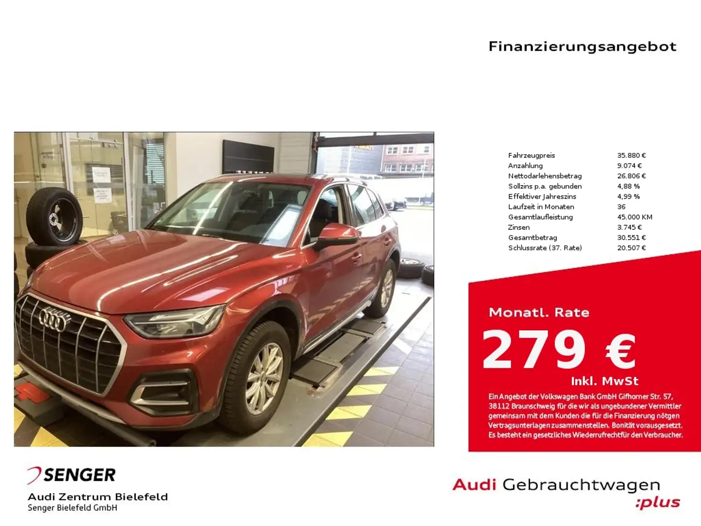 Audi Q5 50 TFSI e advanced quattro S tronic MMI LED Rot - 1