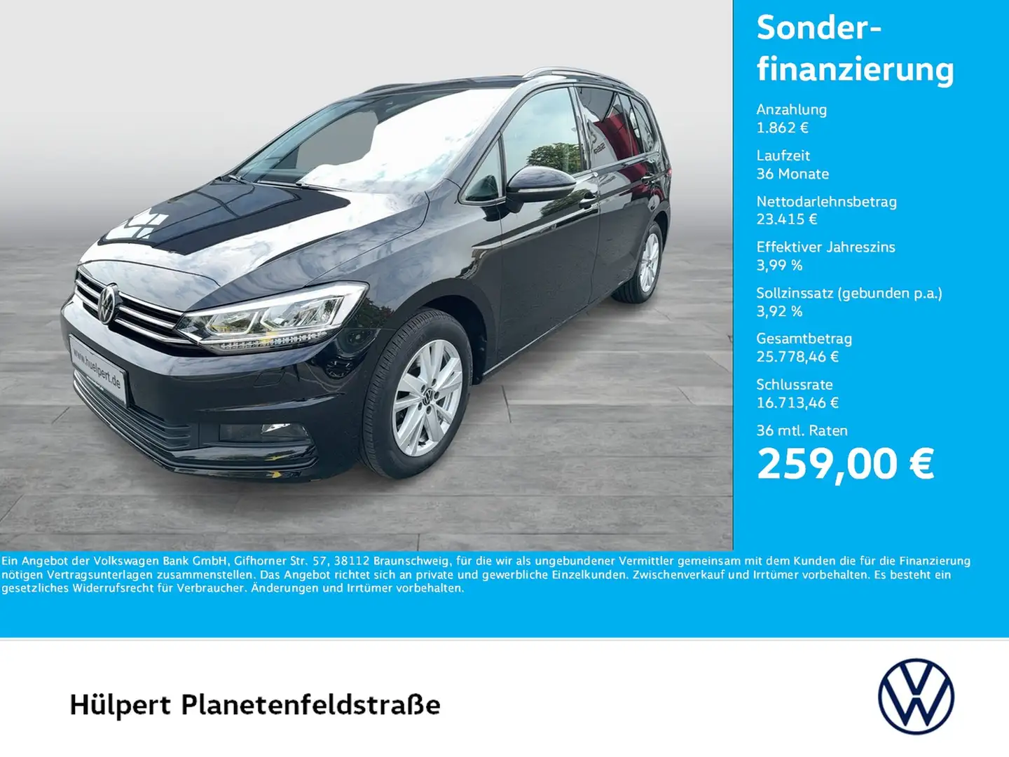 Volkswagen Touran 2.0 COMFORTLINE STANDHZ. CAM ACC NAVI ALU Nero - 1