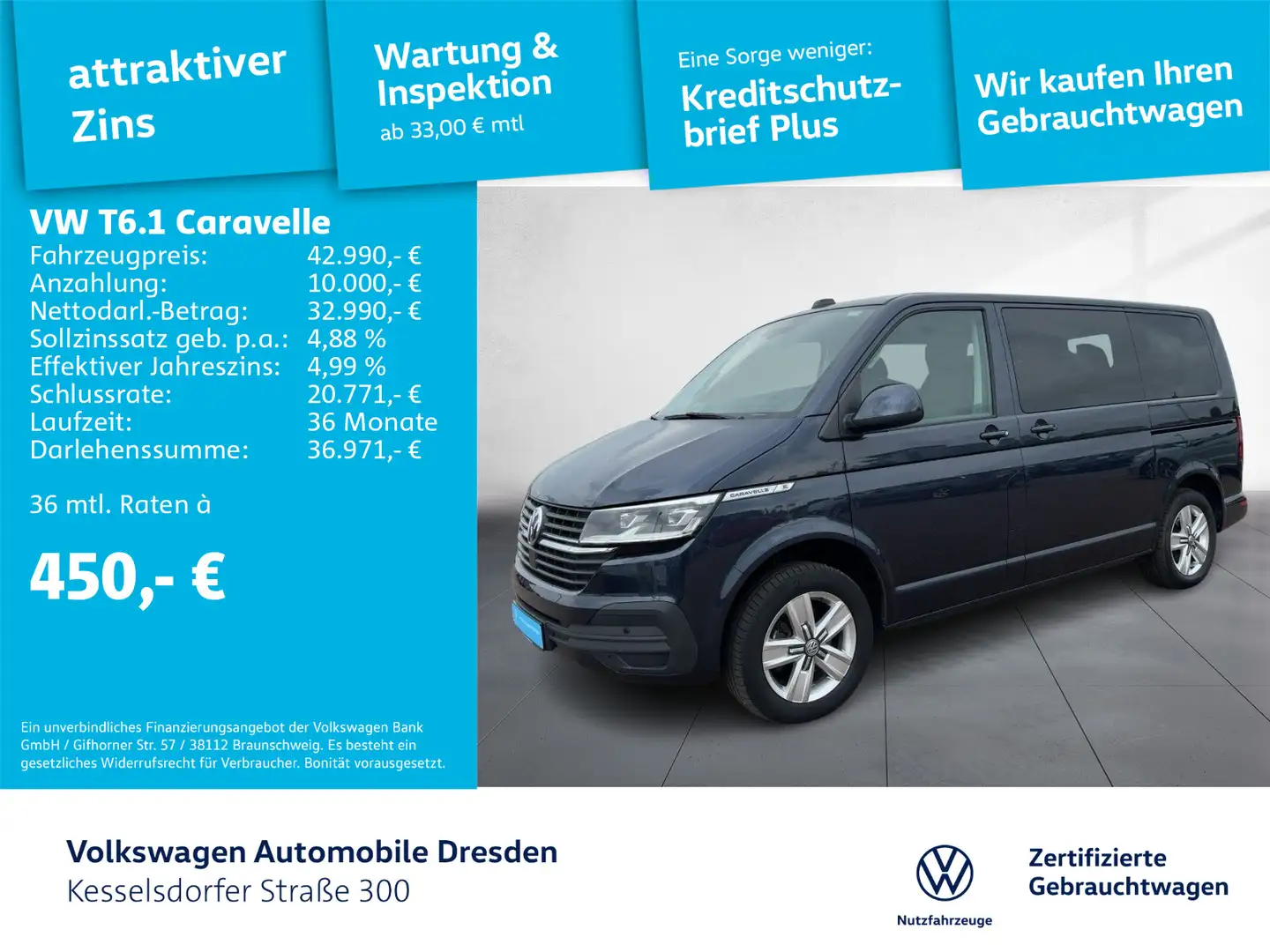 Volkswagen T6.1 Caravelle 2.0 TDI Trendline AHZV Kamera LED Albastru - 1