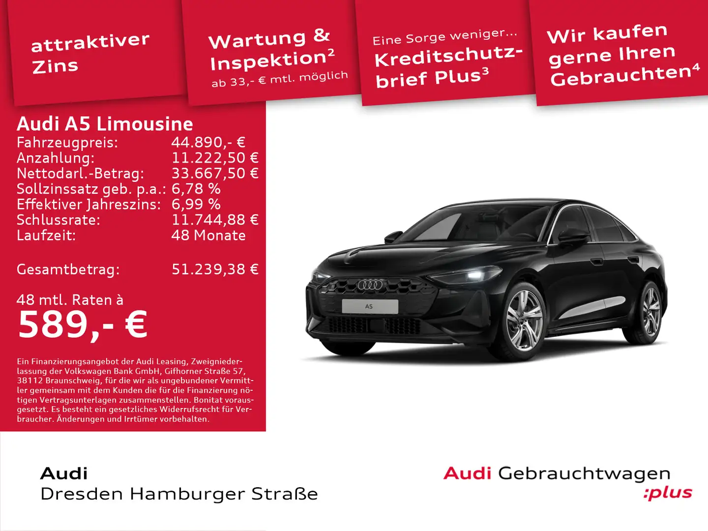 Audi A5 TDI 150 kW S tronic Schwarz - 1