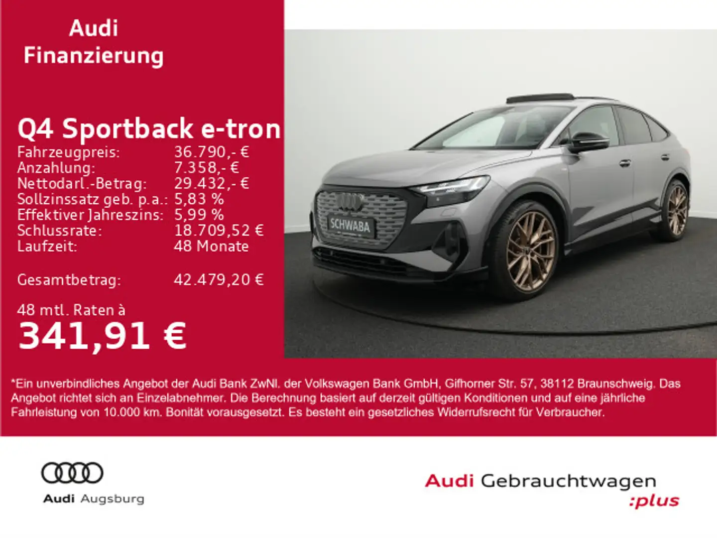Audi Q4 e-tron Q4 Sportback 50 e-tron qu. 2x S line *Wärmep.*PA Gris - 1