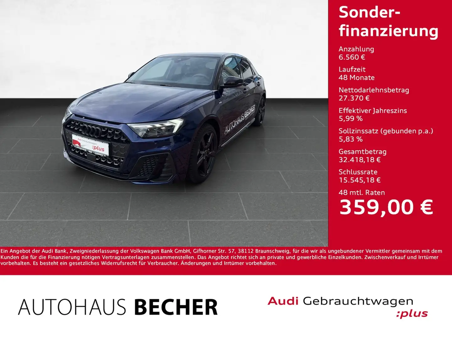 Audi A1 Sportb S line 30 TFSI S tronic /Navi/LED/PDC Blau - 1
