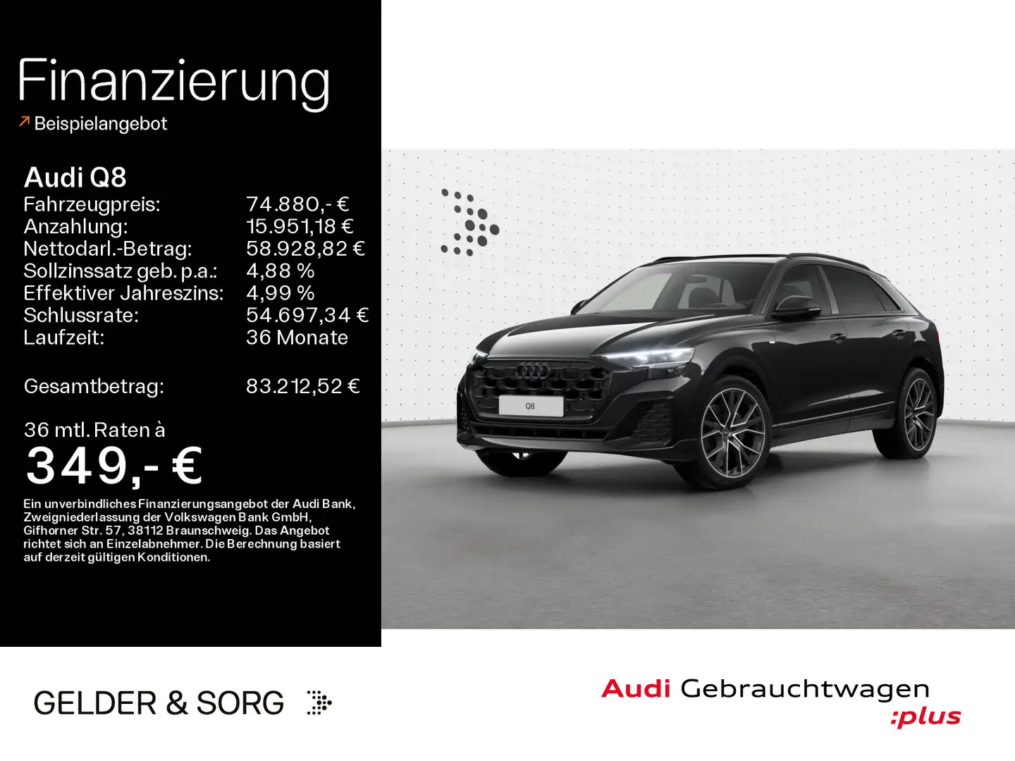 Audi Q8 50 TDI qu. S line Air*AHK*Pano*ACC*360°*HuD Schwarz - 1