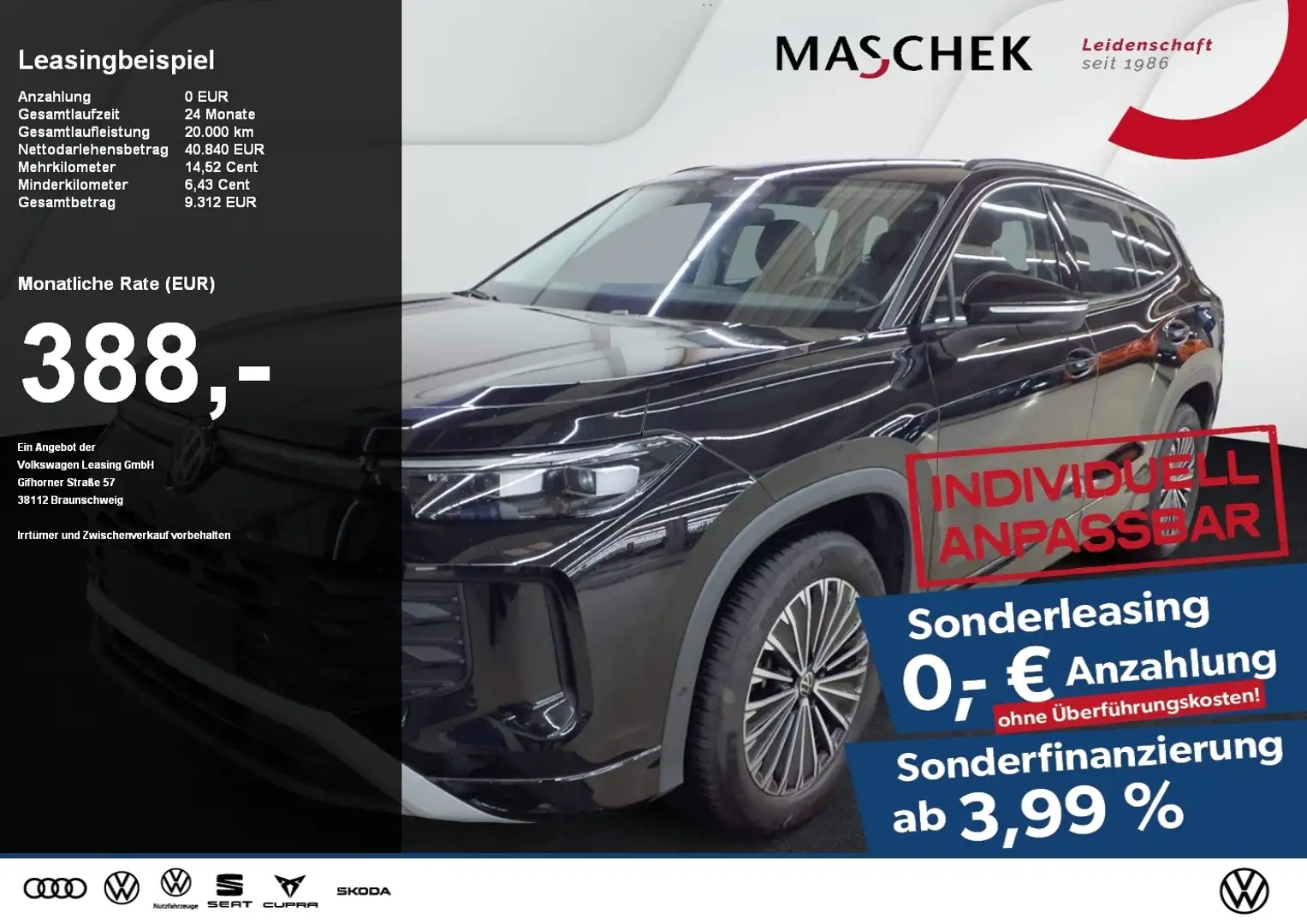 Volkswagen Tayron Life 2.0 TDI DSG 7 Sitze AHK IQ Light Area View Schwarz - 1