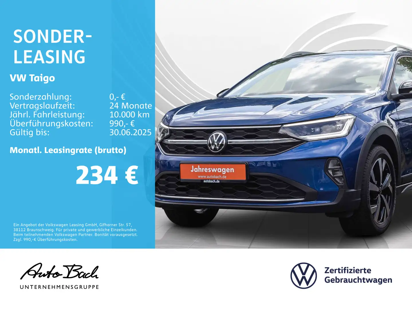 Volkswagen Taigo 1.0 TSI DSG Style, Navi, LED-Matrix, App-C Blau - 1