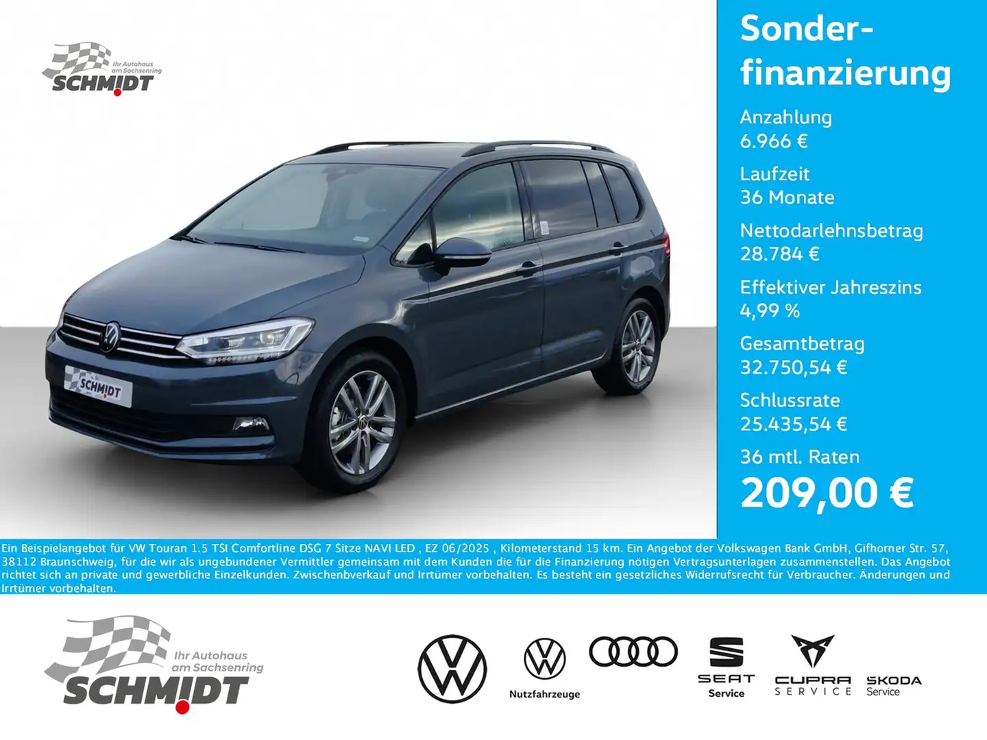 Volkswagen Touran 1.5 TSI Comfortline DSG 7 Sitze NAVI LED Gris - 1