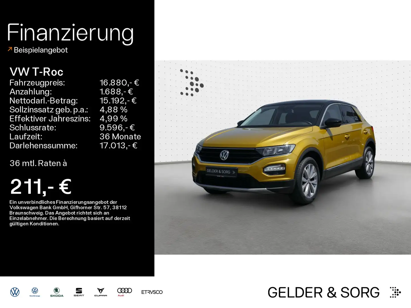 Volkswagen T-Roc Style 1.6 TDI Navigation*ACC*Klima* Gelb - 1
