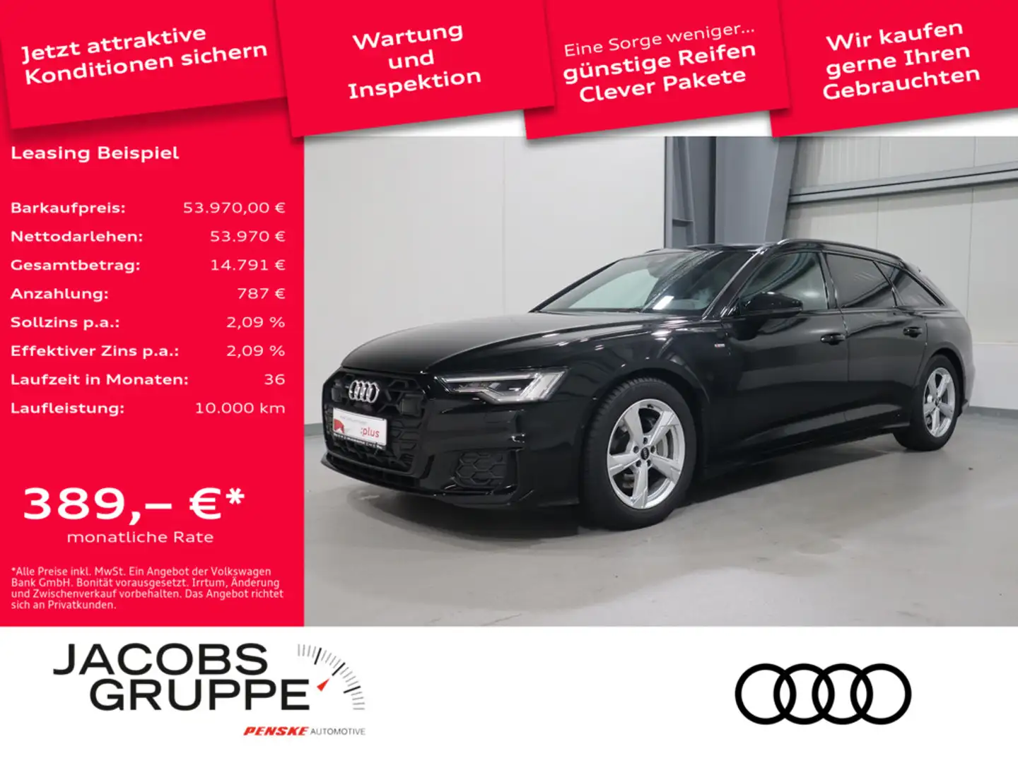 Audi A6 Avant 45 TFSI quattro S line Pano*Matrix*AHK * Schwarz - 1