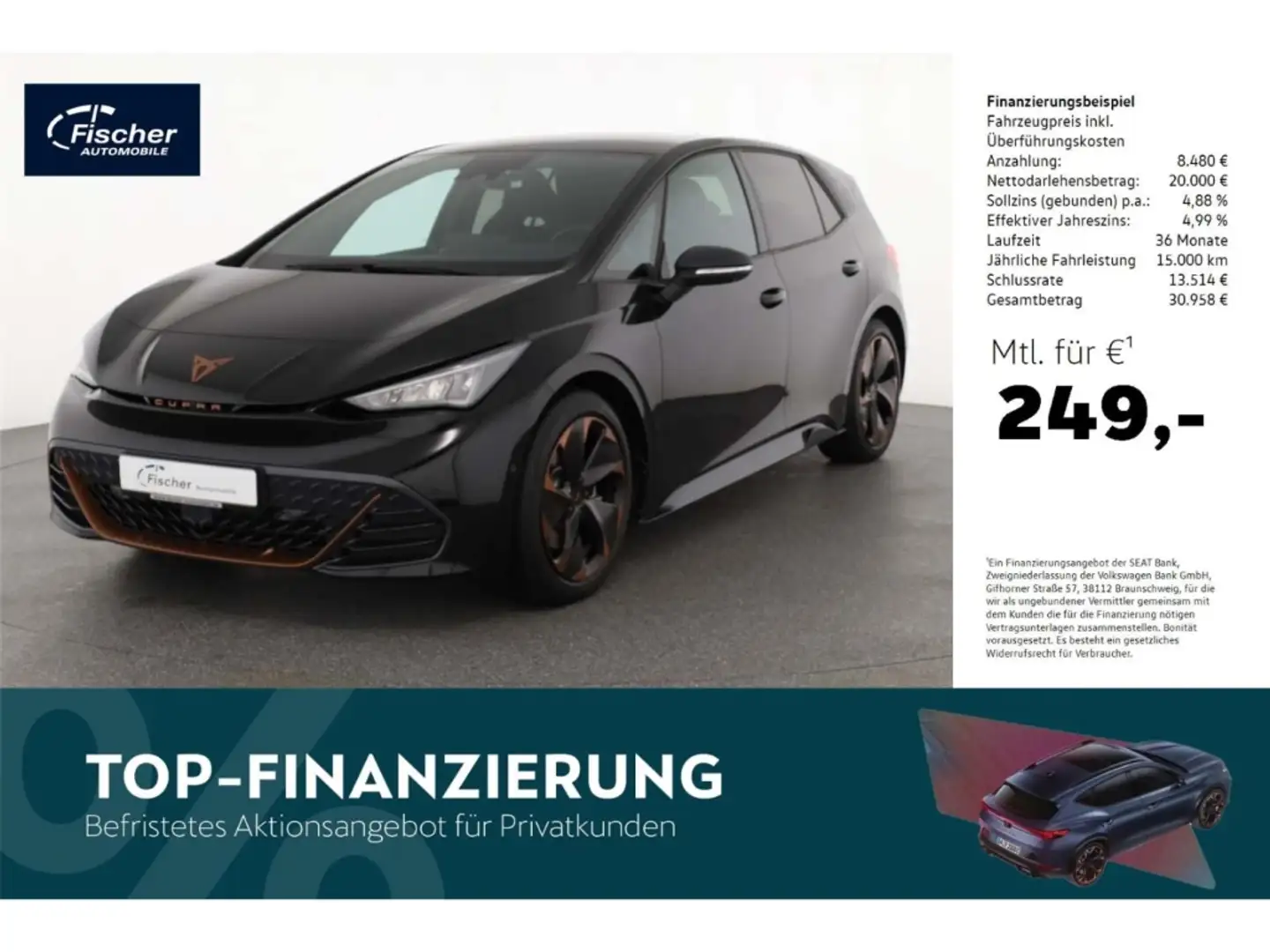 CUPRA Born 63kWh NAV/ACC/KESSY/Wärmepumpe/360°/Travel Schwarz - 1