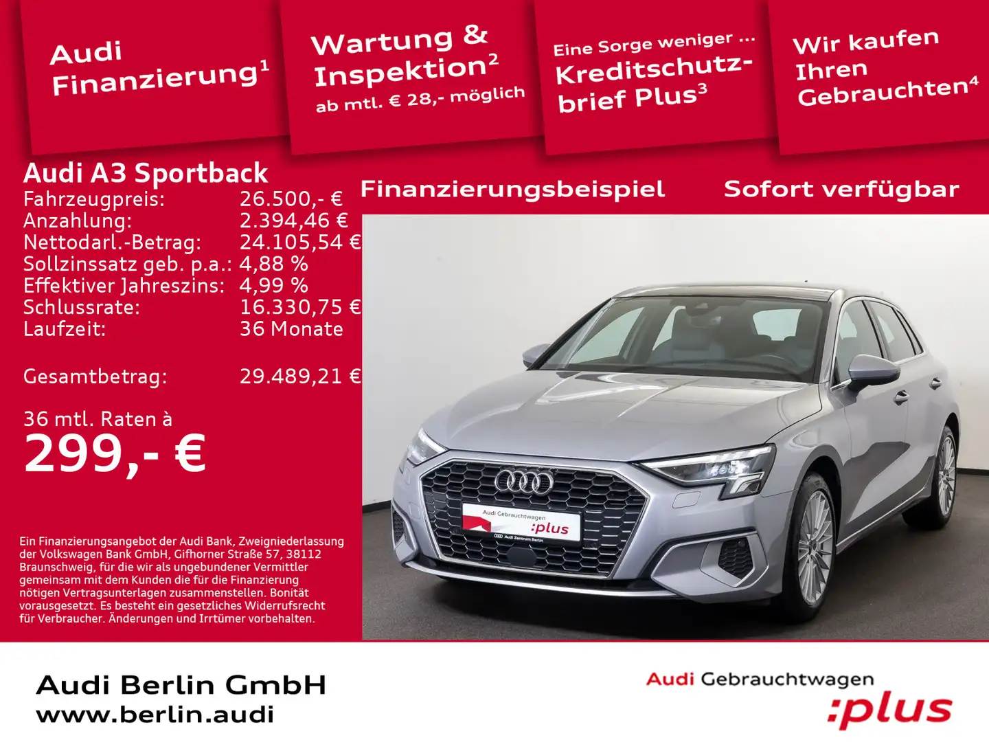 Audi A3 advanced 35 TFSI S tr. LED PANO RFK Silber - 1