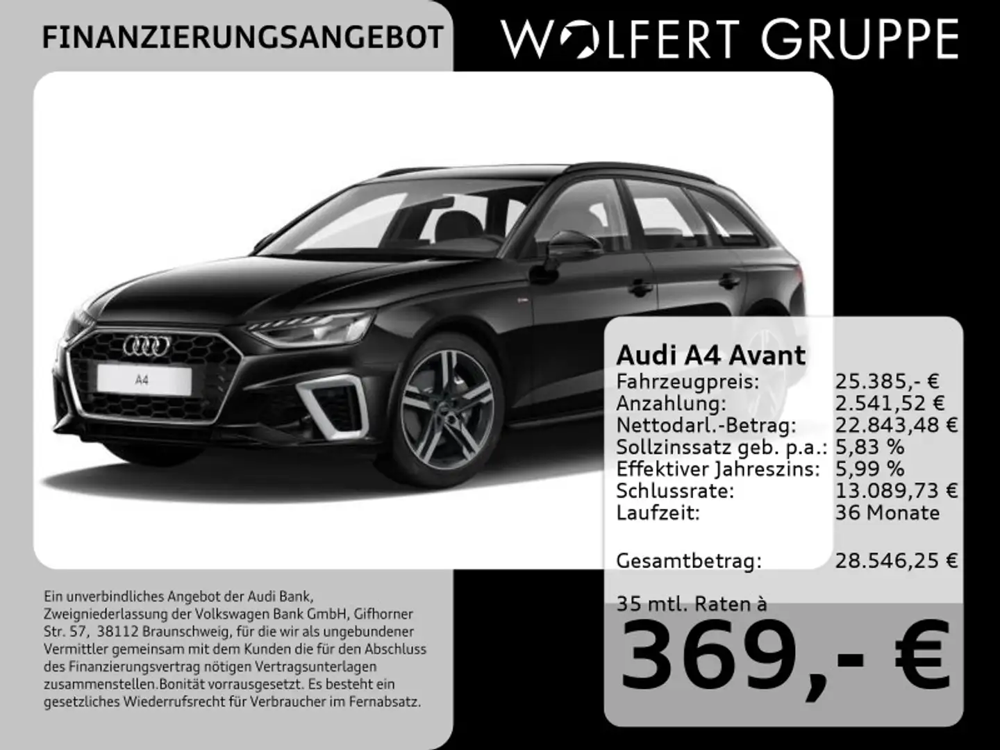 Audi A4 40 TDI S line S tronic RFK*NAVI*LED Schwarz - 1