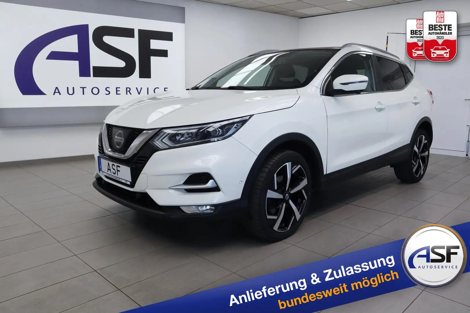 Nissan Qashqai Tekna #Panorama  #360°-Kamera #CD #Frontscheibe... Weiß - 1