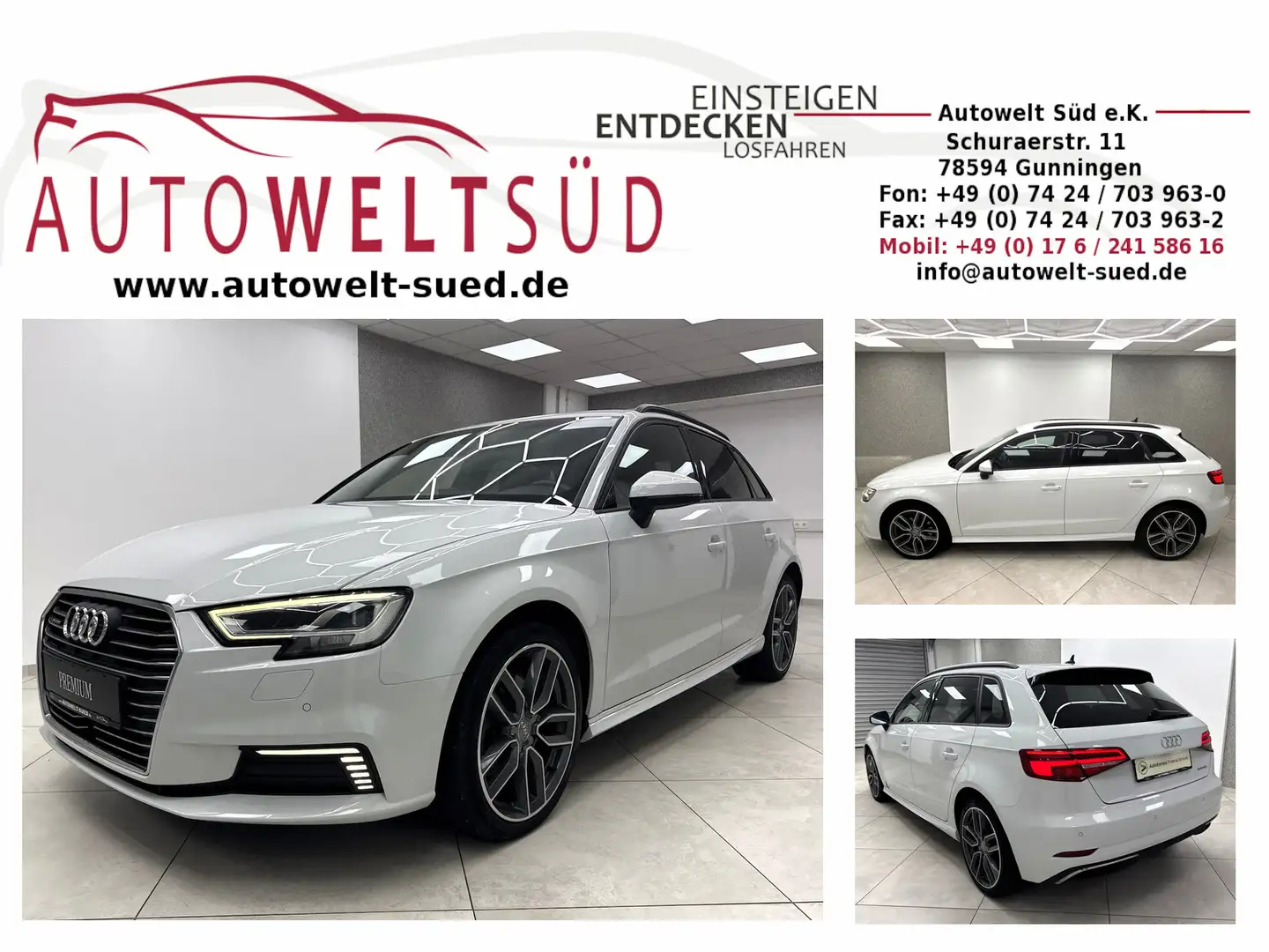 Audi A3 Sportback 40 e-tron Sport Matrix AHK Navi ActInfo Weiß - 1
