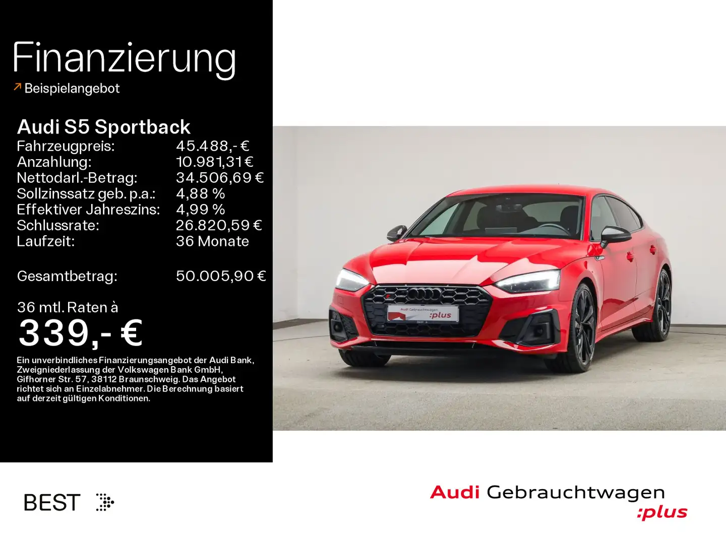 Audi S5 TDI Kamera, Navi, Carbon Style, 20" Rouge - 1