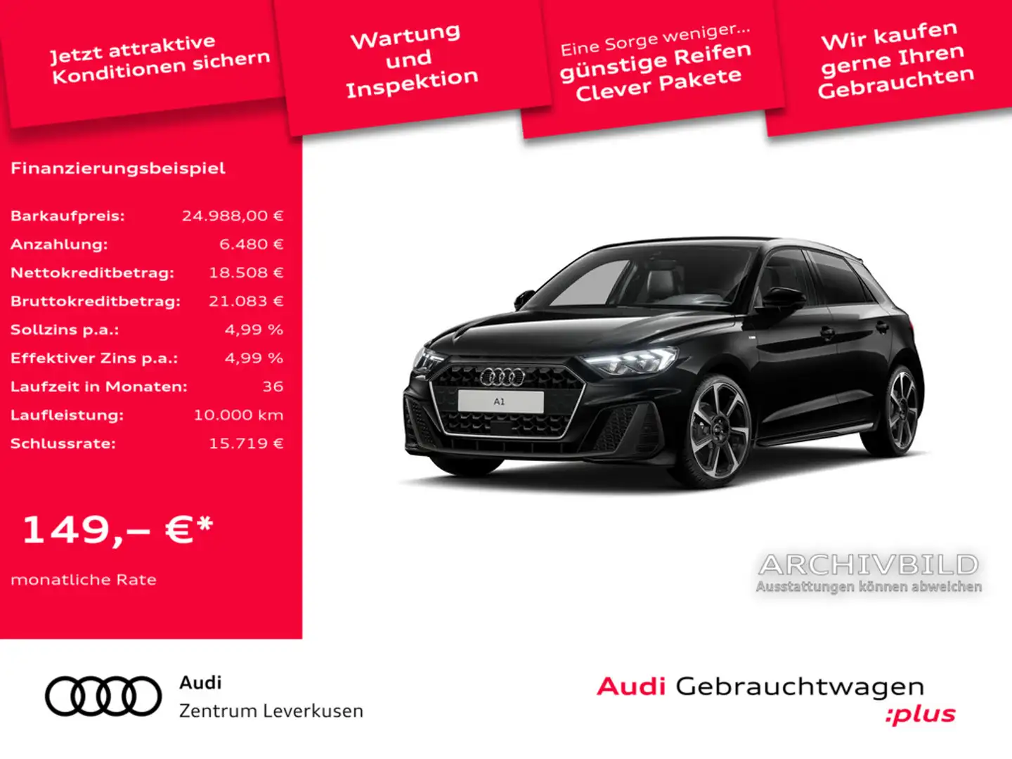 Audi A1 Sportback S line S-TRON SHZ CARPLAY LED PDC Schwarz - 1