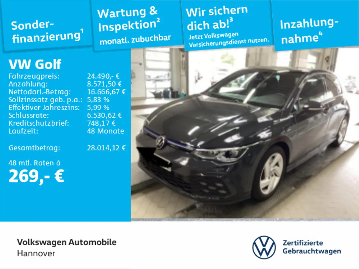 Volkswagen Golf GTE VIII GTE 1.4 TSI DSG Pano ACC LED Navi PDC Grau - 1