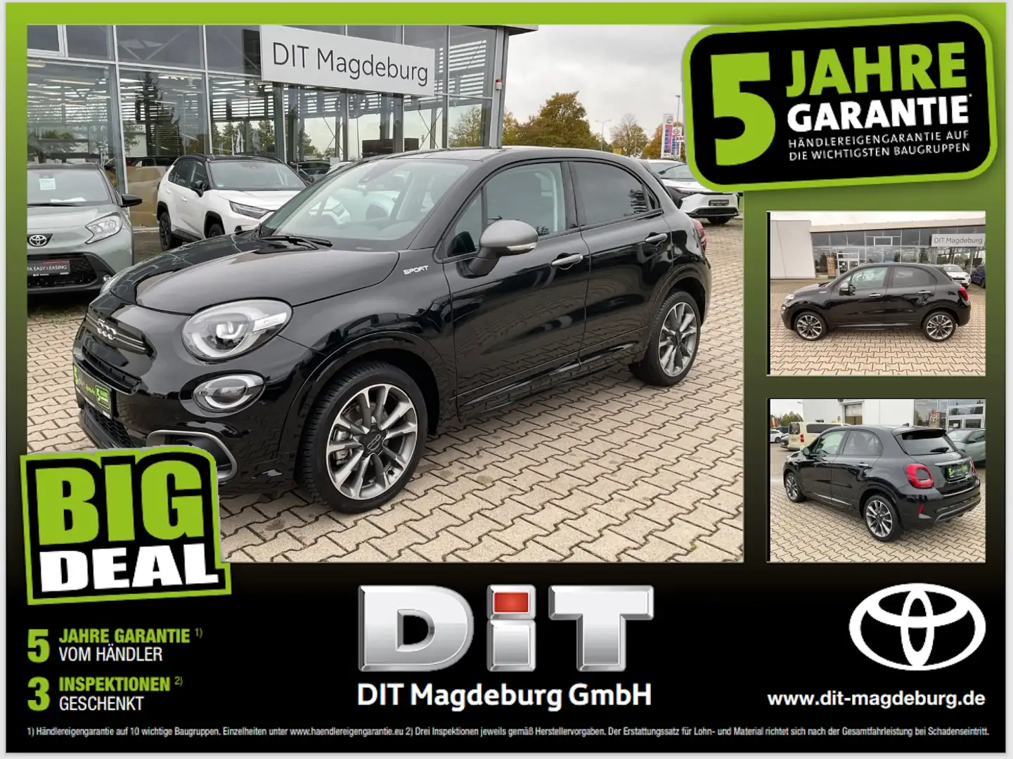 Fiat 500X 1.5 GSE Sport ACC+LED+Navi+2xKlima+Kam.+PDC Schwarz - 1
