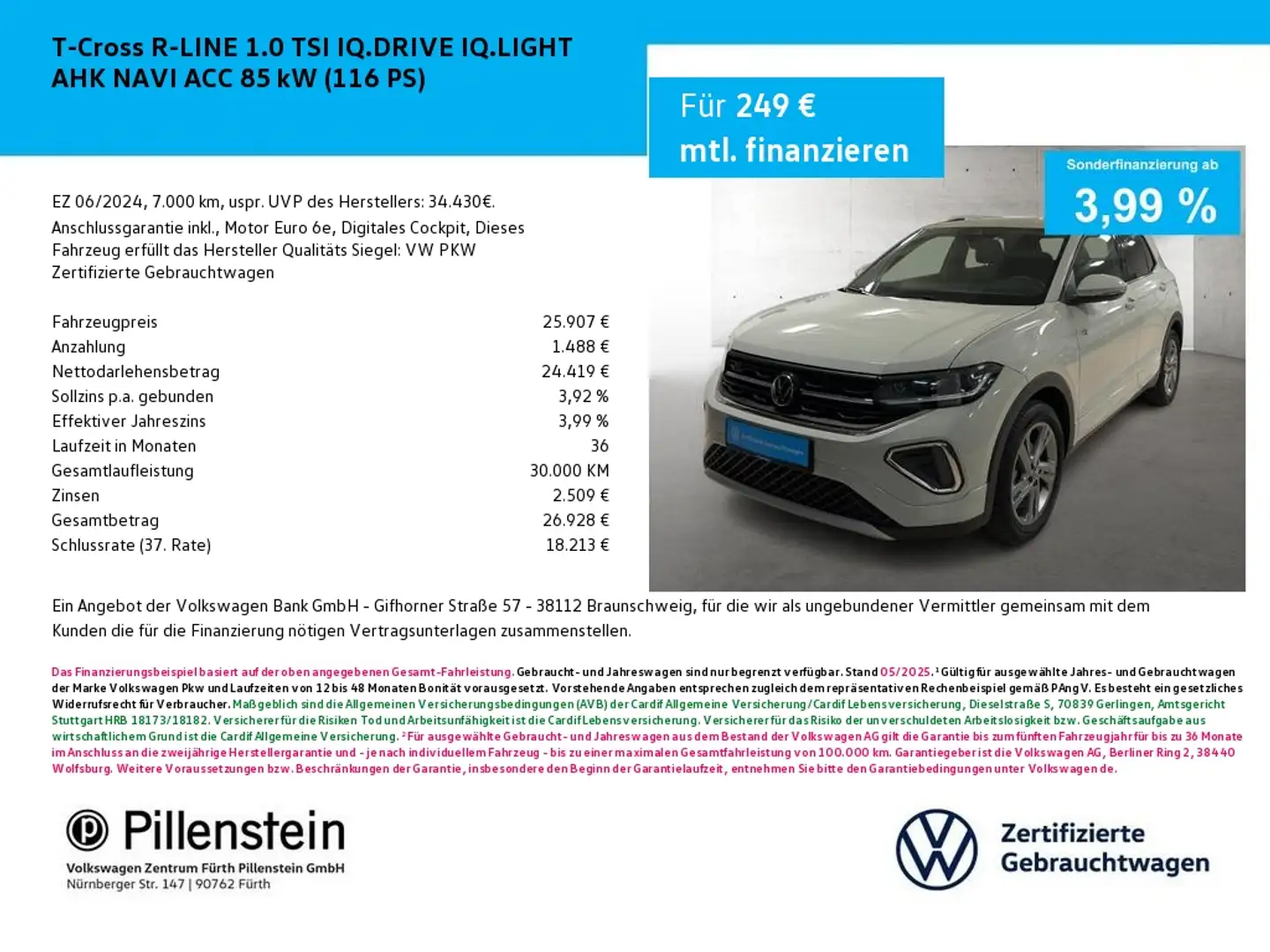 Volkswagen T-Cross R-LINE 1.0 TSI IQ.DRIVE IQ.LIGHT AHK NAVI ACC Grau - 1