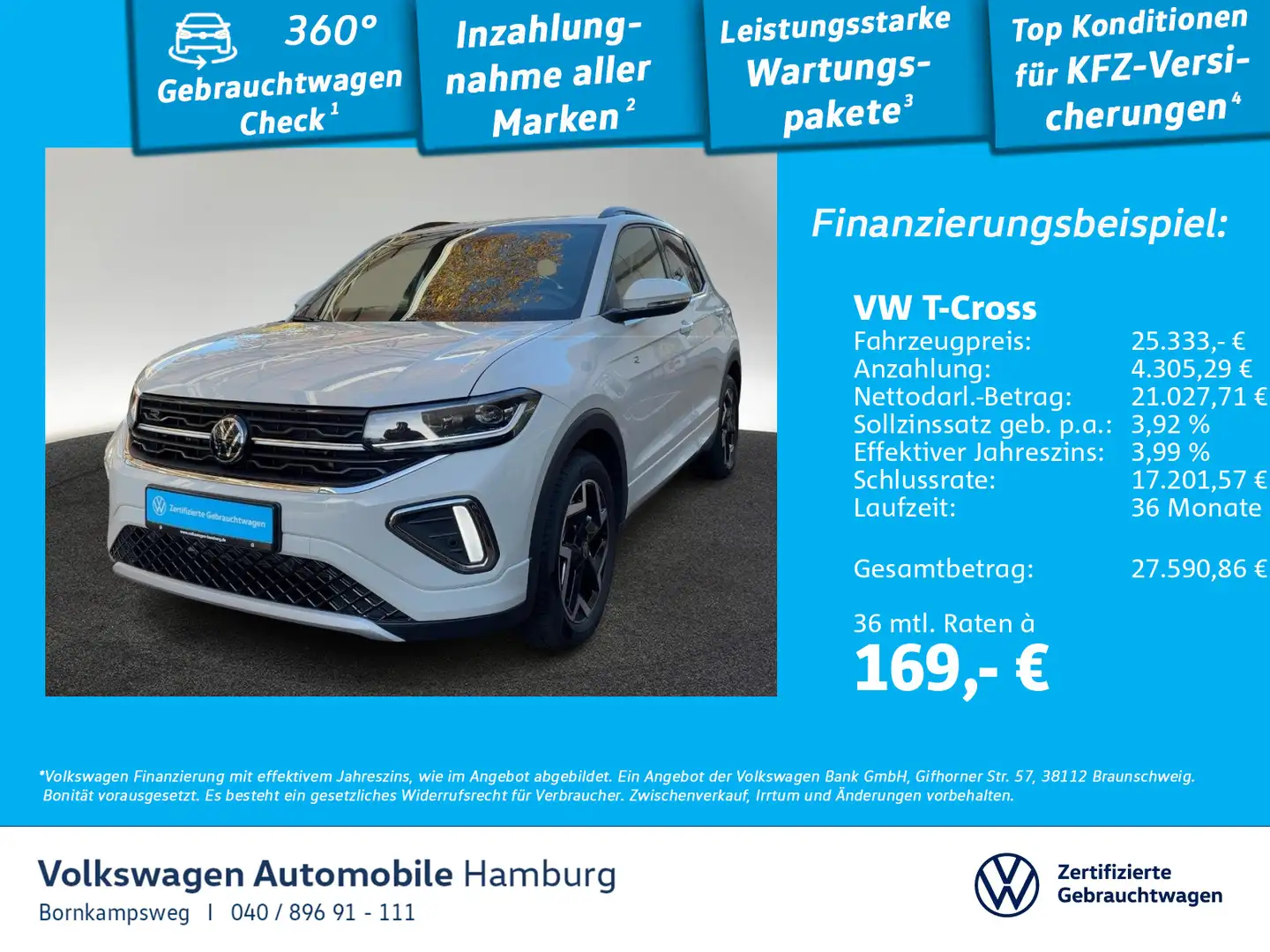 Volkswagen T-Cross 1.0 TSI R-Line Sitzhzg Navi LED ACC Grau - 1