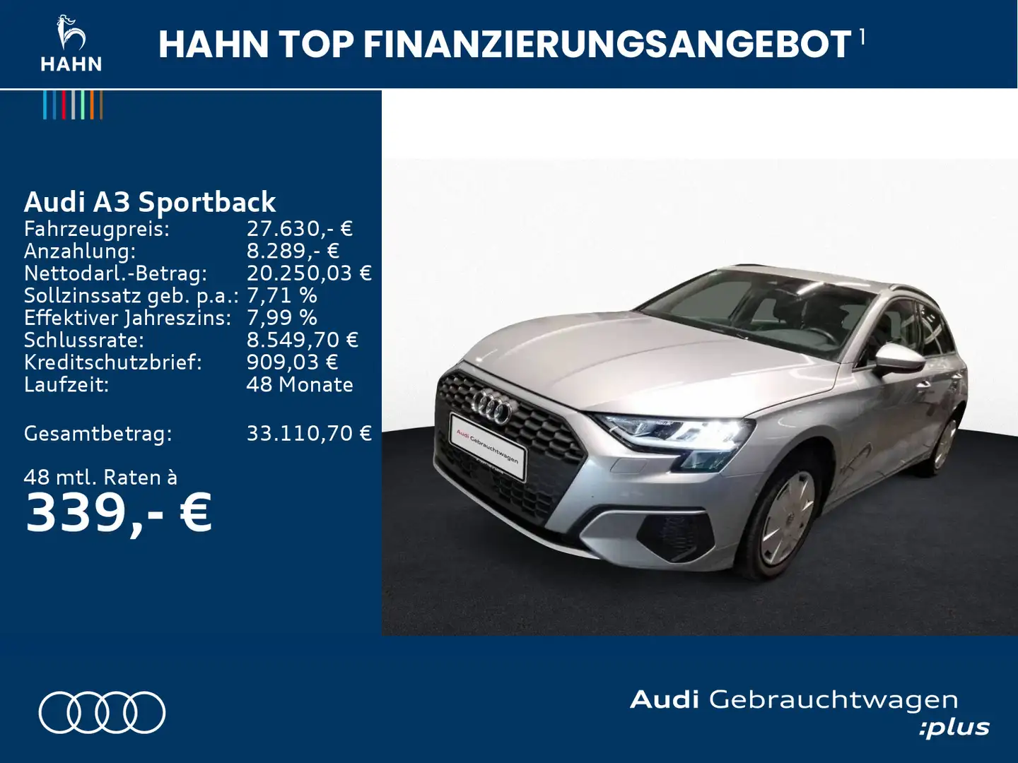 Audi A3 30TDI Einparkh. LED Navi SHZ Virtua Silber - 2