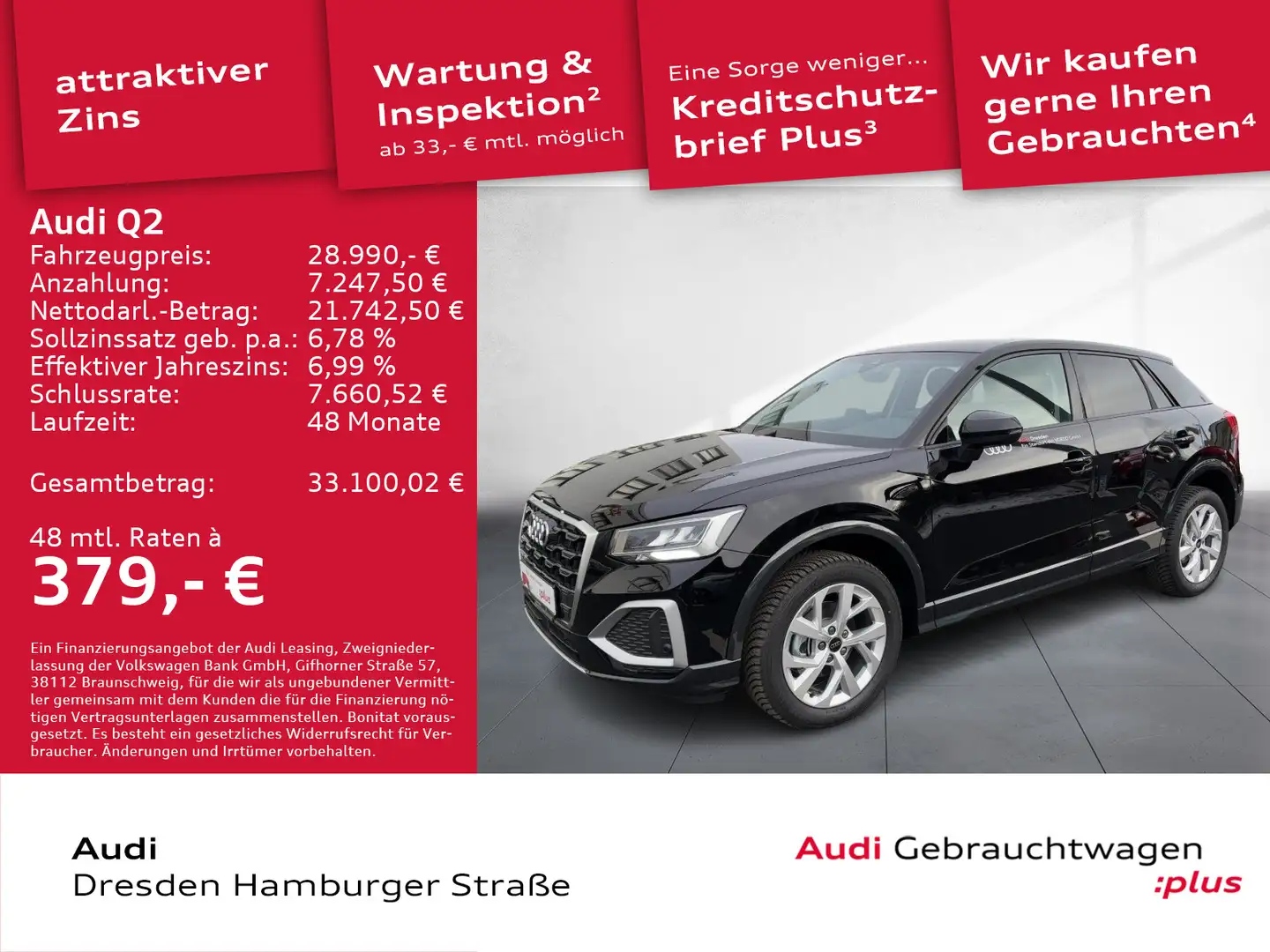 Audi Q2 advanced 35 TFSI 110(150) kW(PS) S tronic Schwarz - 1