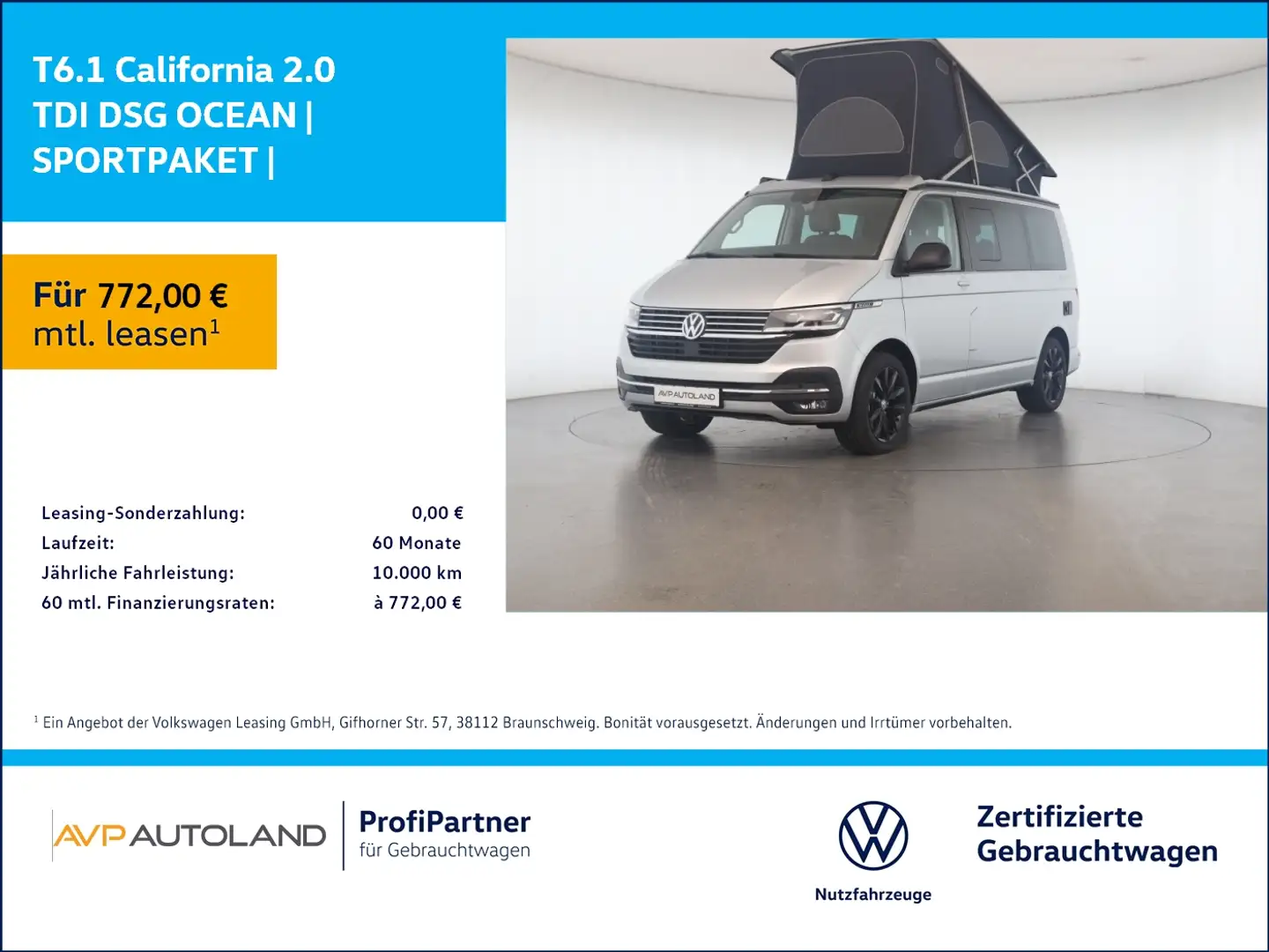Volkswagen T6.1 California 2.0 TDI DSG OCEAN | SPORTPAKET | Silber - 1