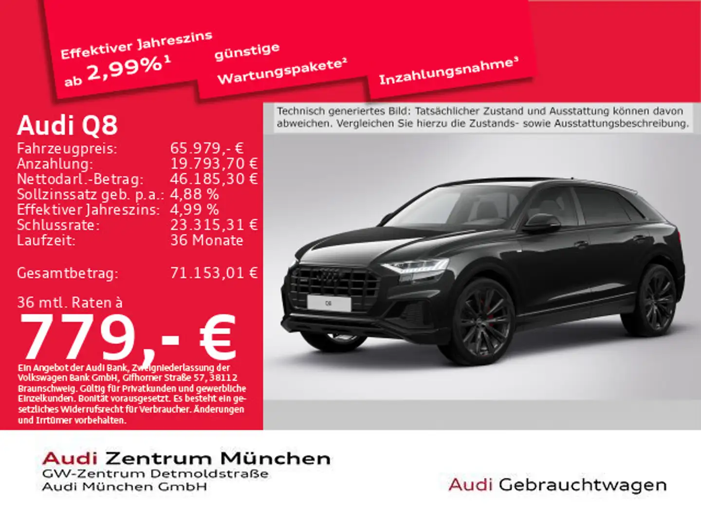 Audi Q8 50 TDI qu. tiptr. Pano/LuftFed/StdHzg Schwarz - 1