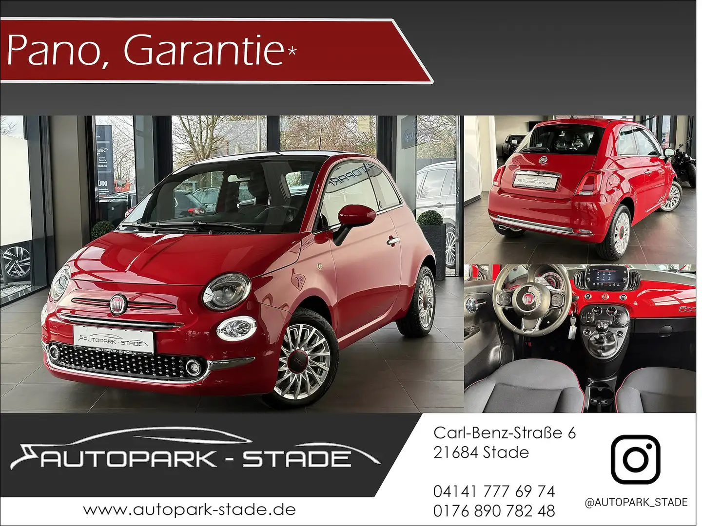 Fiat 500 1.0 Mild Hybrid Red Tech-Paket Pano 1.Hd. Rot - 1