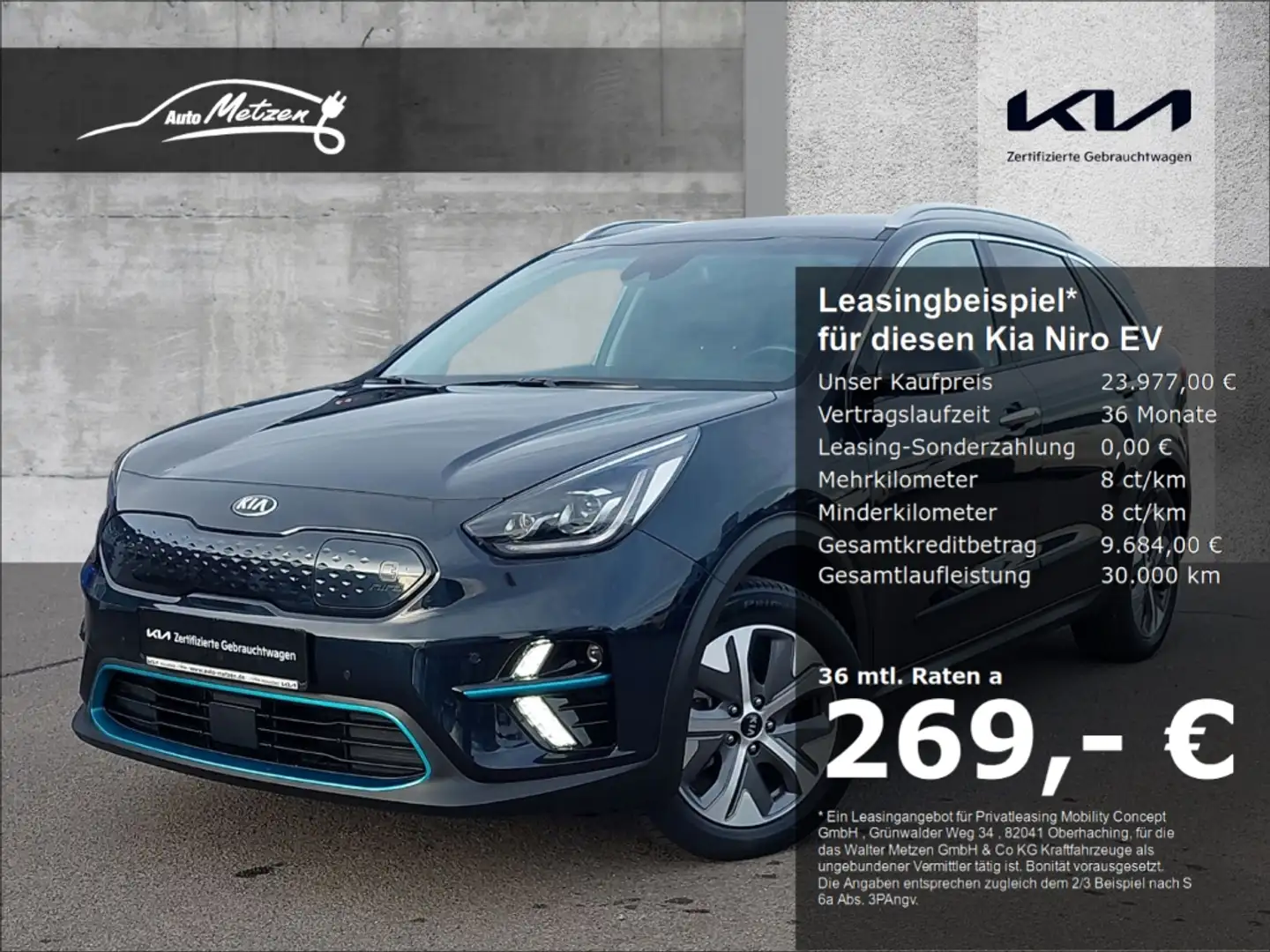 Kia Niro 204 Spirit 3PH SOH 97,7% AVILOO ZERTIFIKAT Blau - 1