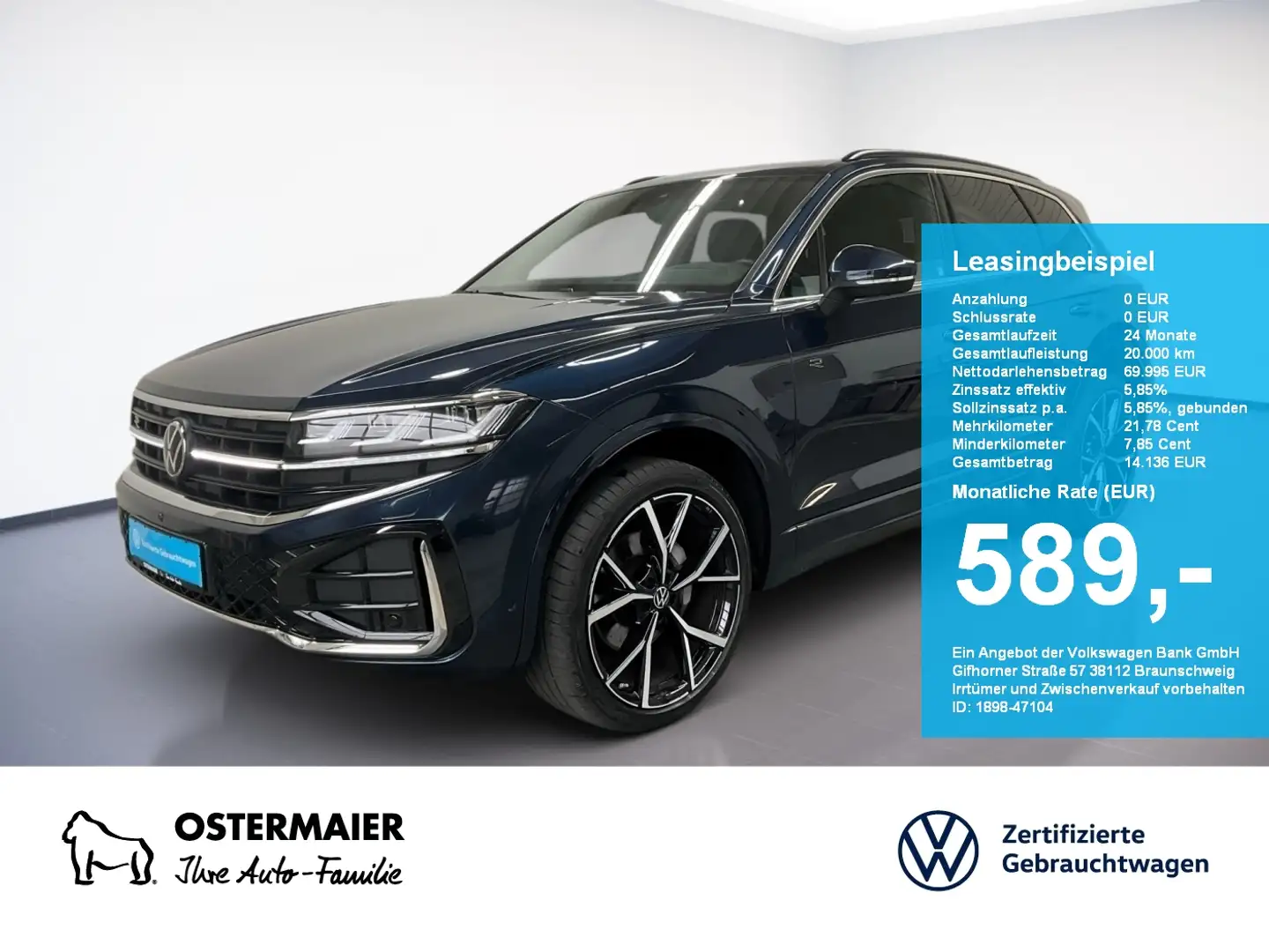 Volkswagen Touareg R-LINE 3.0TDI 286PS NP.122T ACC.5J-G.AHK.STHZG.ARE Blau - 1