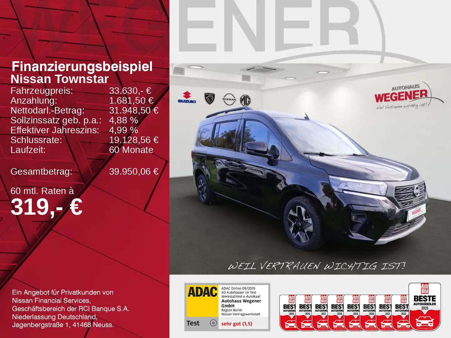 Nissan Townstar TOWNSTAR KOMBI TEKNA L2 1,3 7-SITZE NAVI SHZ KAM Noir - 2