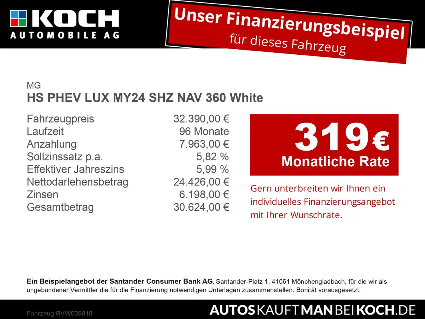 MG HS PHEV LUX MY24 SHZ NAV 360 White nur Finanzie Weiß - 2