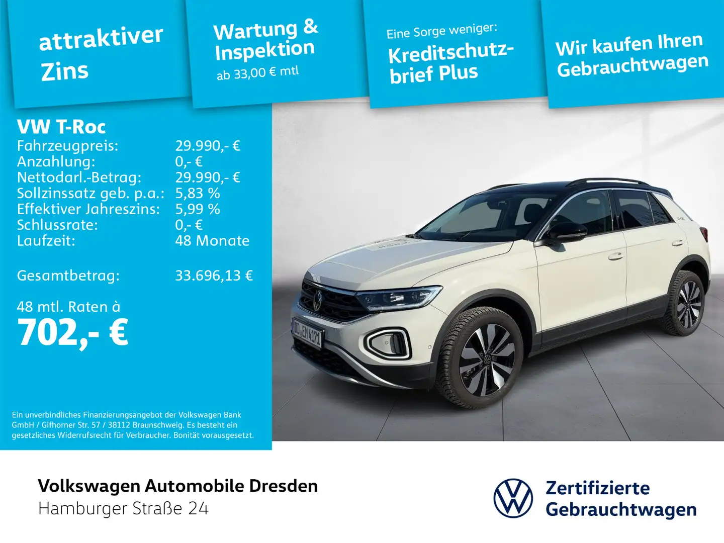 Volkswagen T-Roc GOAL 1.5 TSI DSG LED AHZV APP TRAVEL Grau - 1