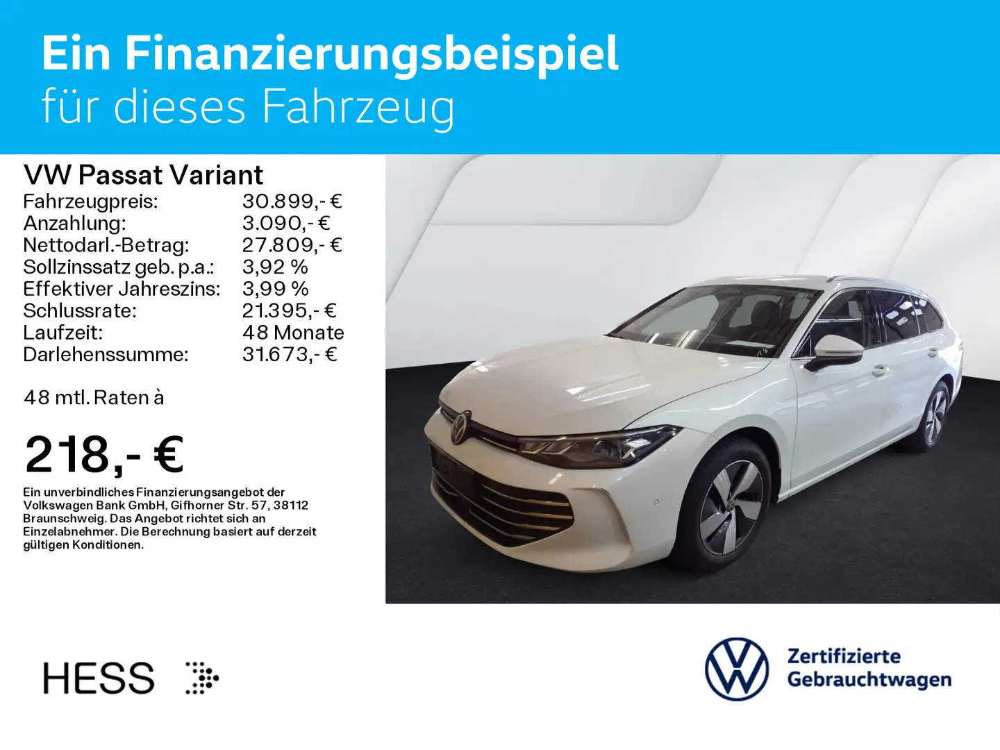 Volkswagen Passat Variant 1.5 eTSI DSG BUSINESS*LED*AHK*KAM Weiß - 2