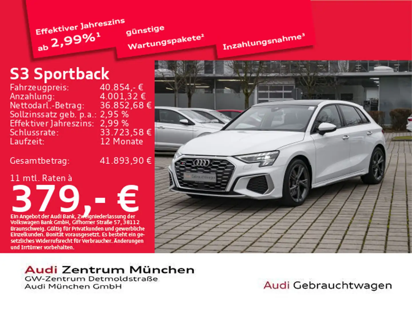 Audi S3 TFSI S tronic Pano/ACC/Virtual Weiß - 1
