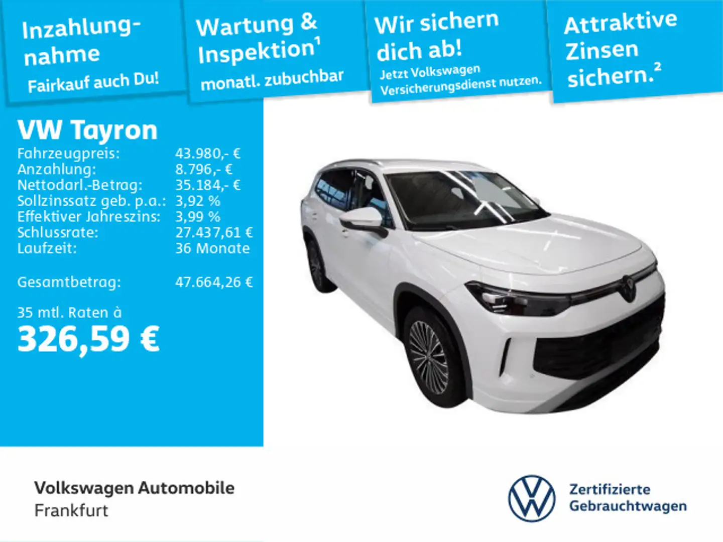 Volkswagen Tayron PHEV 1.5 TSI DSG eHybrid Life FrontAssist Weiß - 1