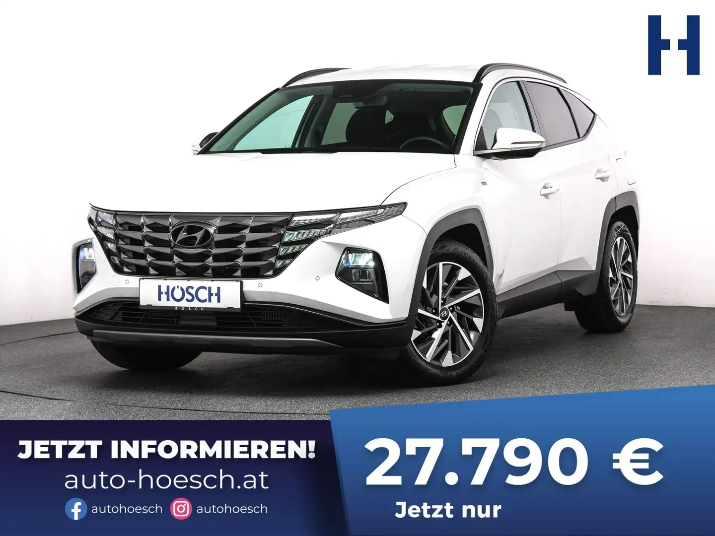 Hyundai TUCSON 1,6 CRDI Hybrid 48V Aut. AHK ASSISTENZ R-KAM Weiß - 1