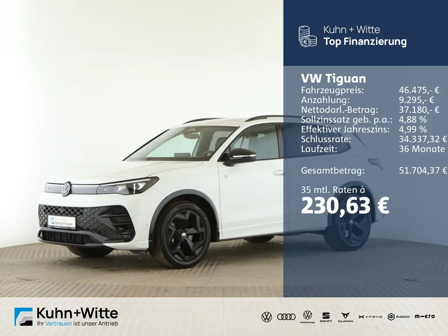 Volkswagen Tiguan 2.0 TDI R-Line *Pano*AHK*Matrix*RFK*Navi* Weiß - 1