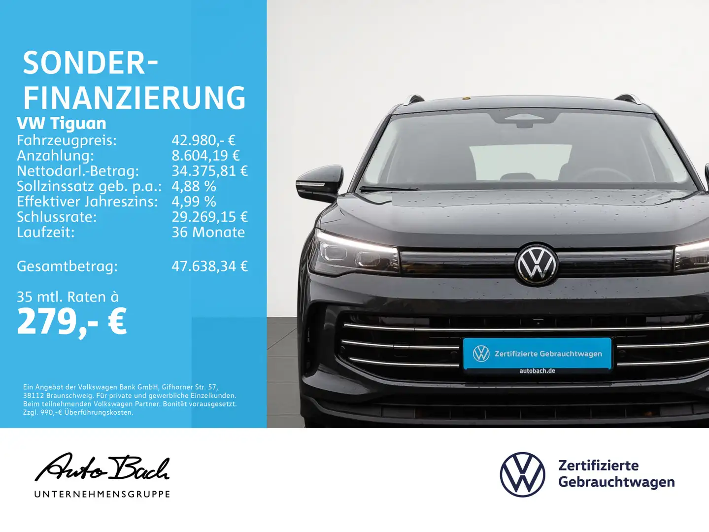 Volkswagen Tiguan 1.5 eTSI Elegance DSG Navi LED ACC EPH AH Gris - 2