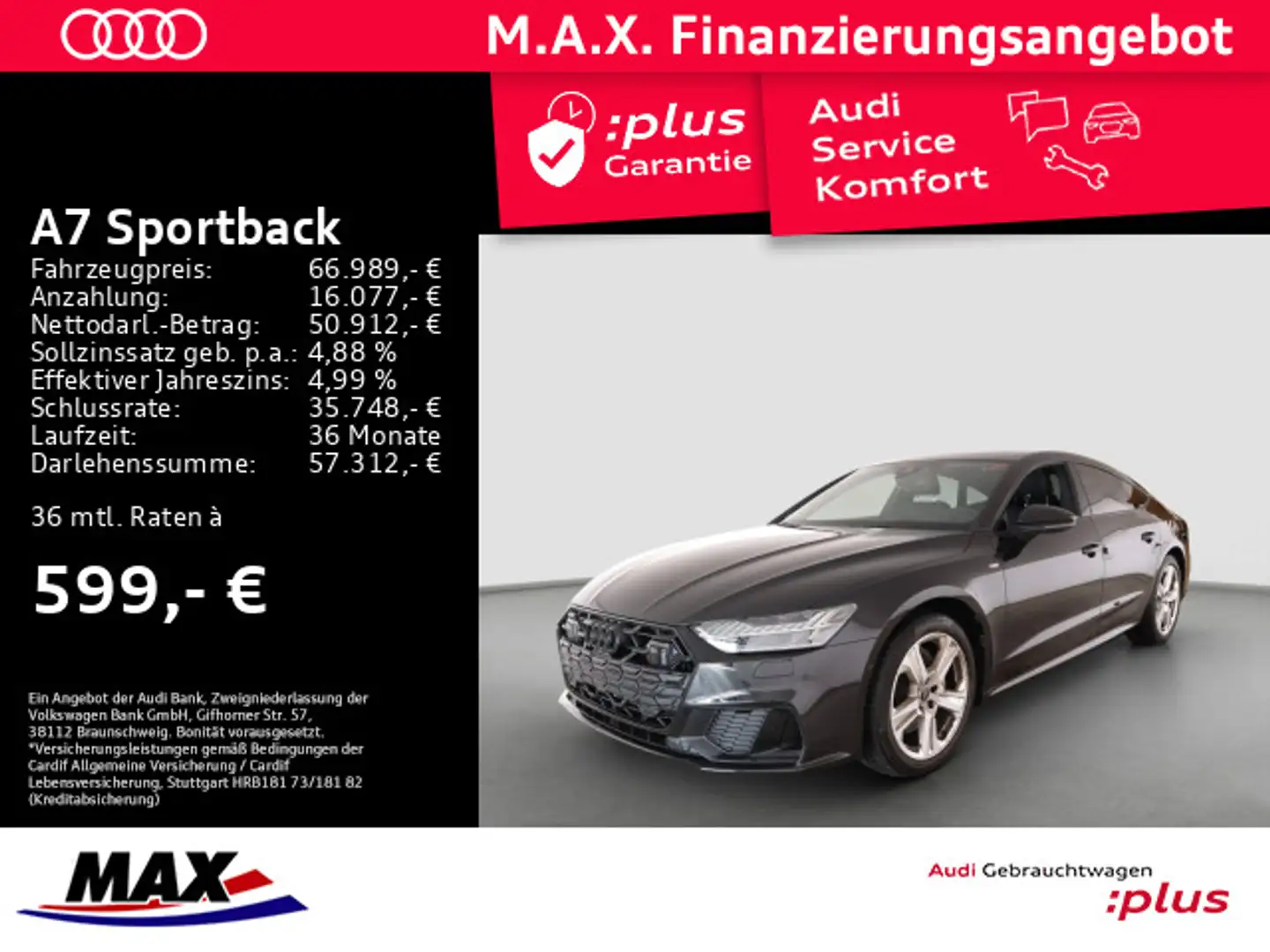 Audi A7 50 TDI quattro MATRIX LED+KAMERA+PA Schwarz - 1