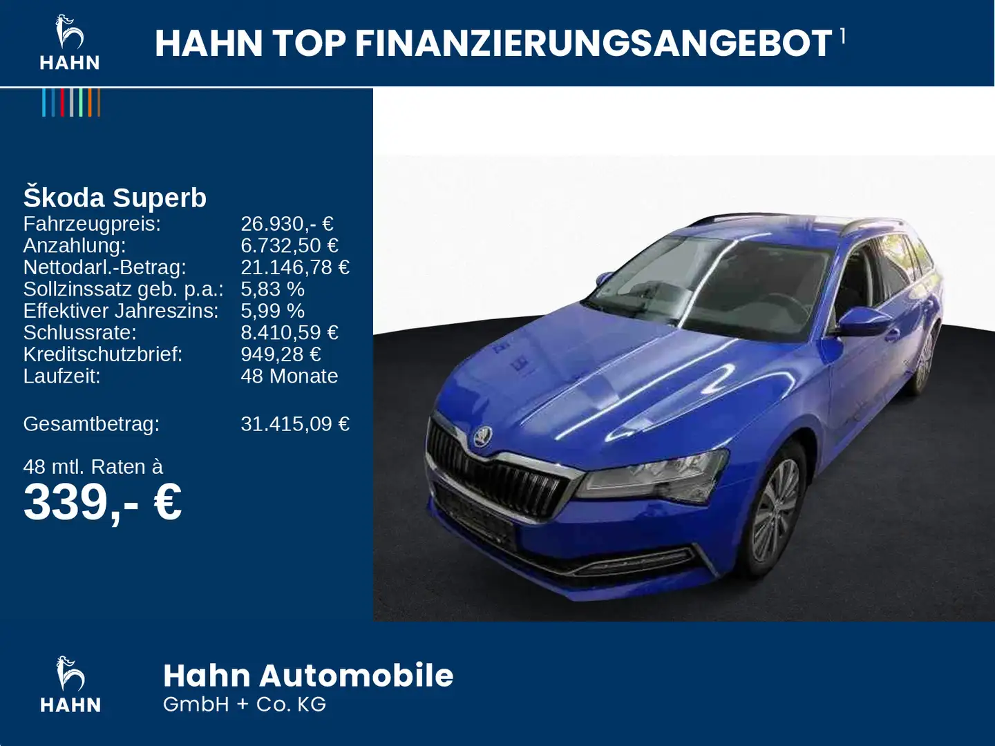 Skoda Superb Combi 1.4TSI DSG iV Ambition LED Navi ACC Blau - 2