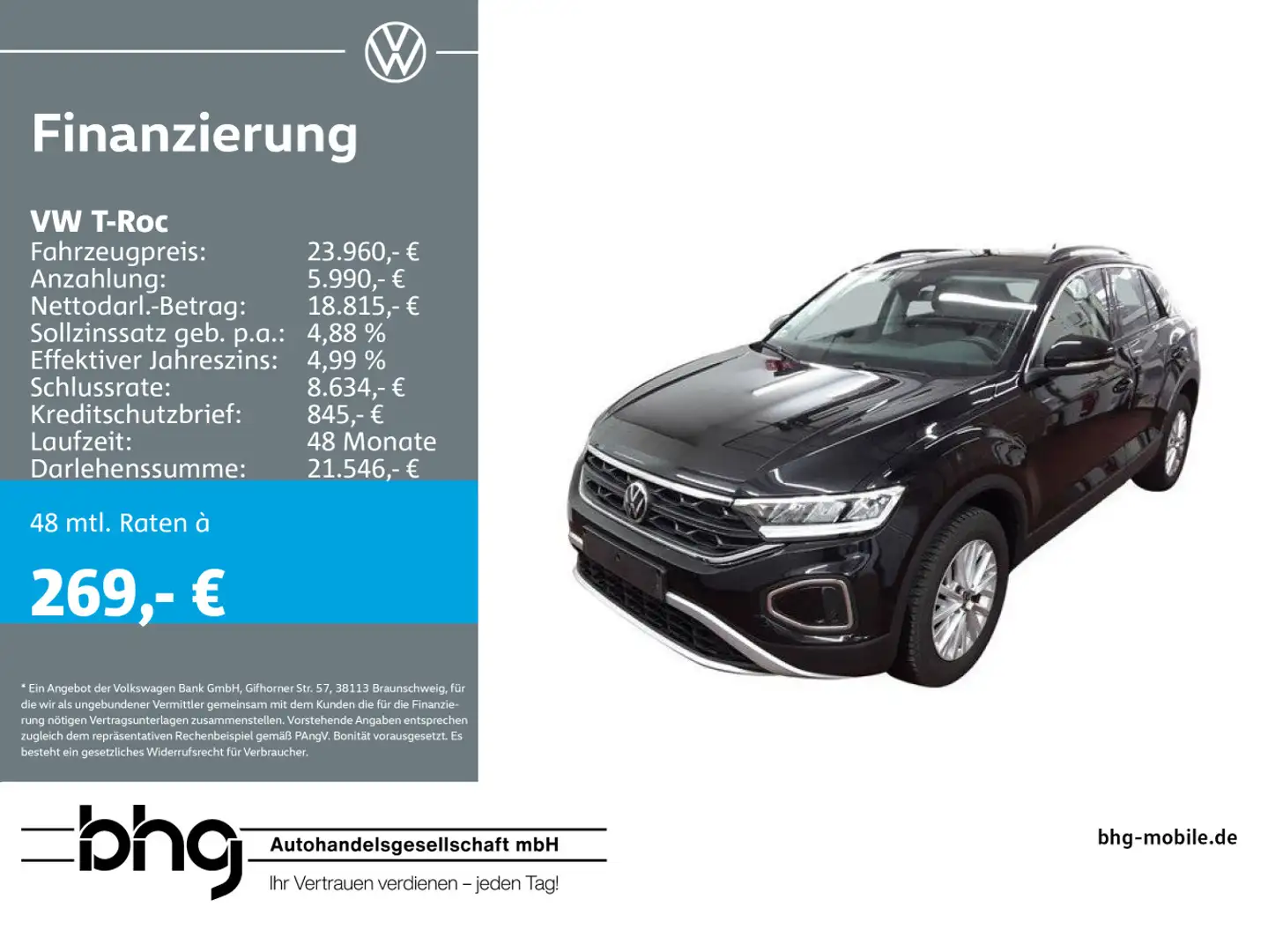 Volkswagen T-Roc 1.0 TSI OPF Life Schwarz - 1
