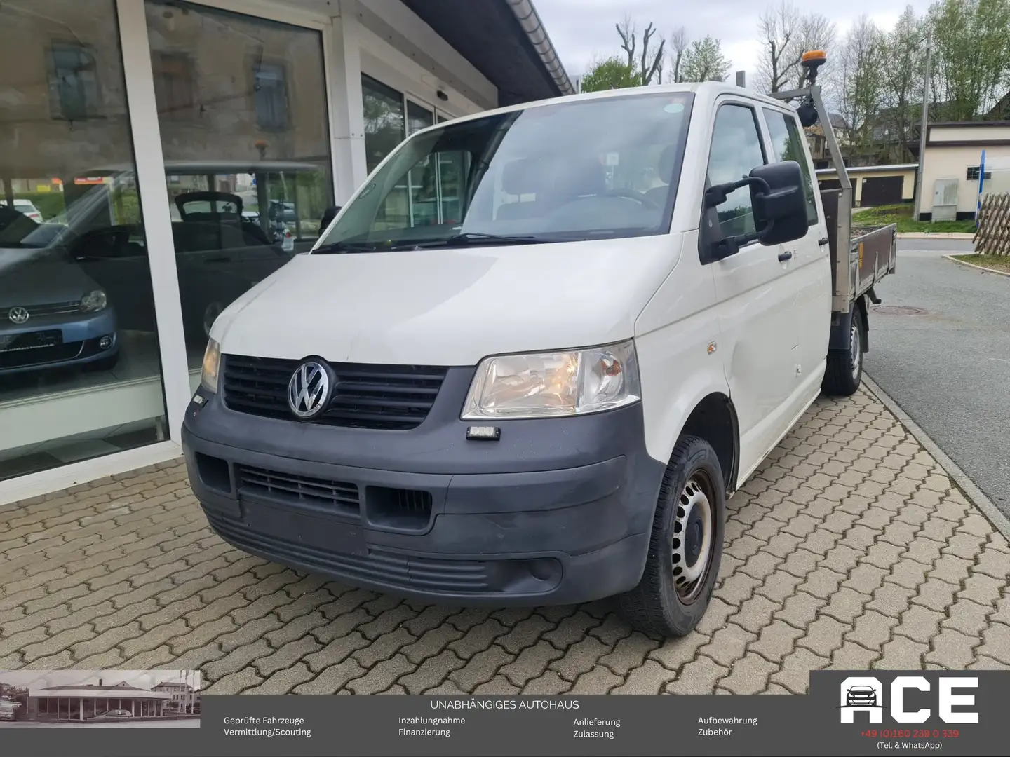 Volkswagen T5 Transporter Pritsche Doppelkabine DoKa Kran EU4 *wenig km* Blanco - 1