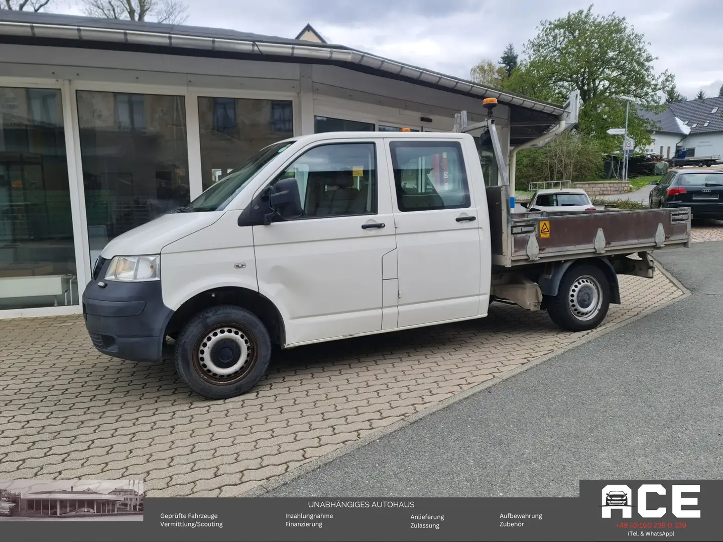 Volkswagen T5 Transporter Pritsche Doppelkabine DoKa Kran EU4 *wenig km* Blanco - 2