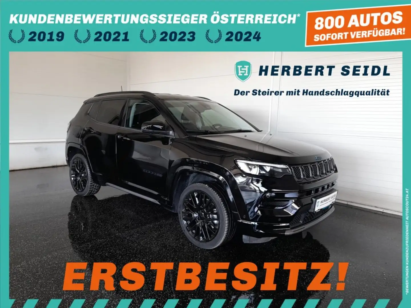Jeep Compass S "ALL BLACK" PHEV 4x4 Aut. *19 ZOLL / ACC / KAMERA / VOLLEDER E-SITZE / NAVI / E-KLAPPE* Schwarz - 1