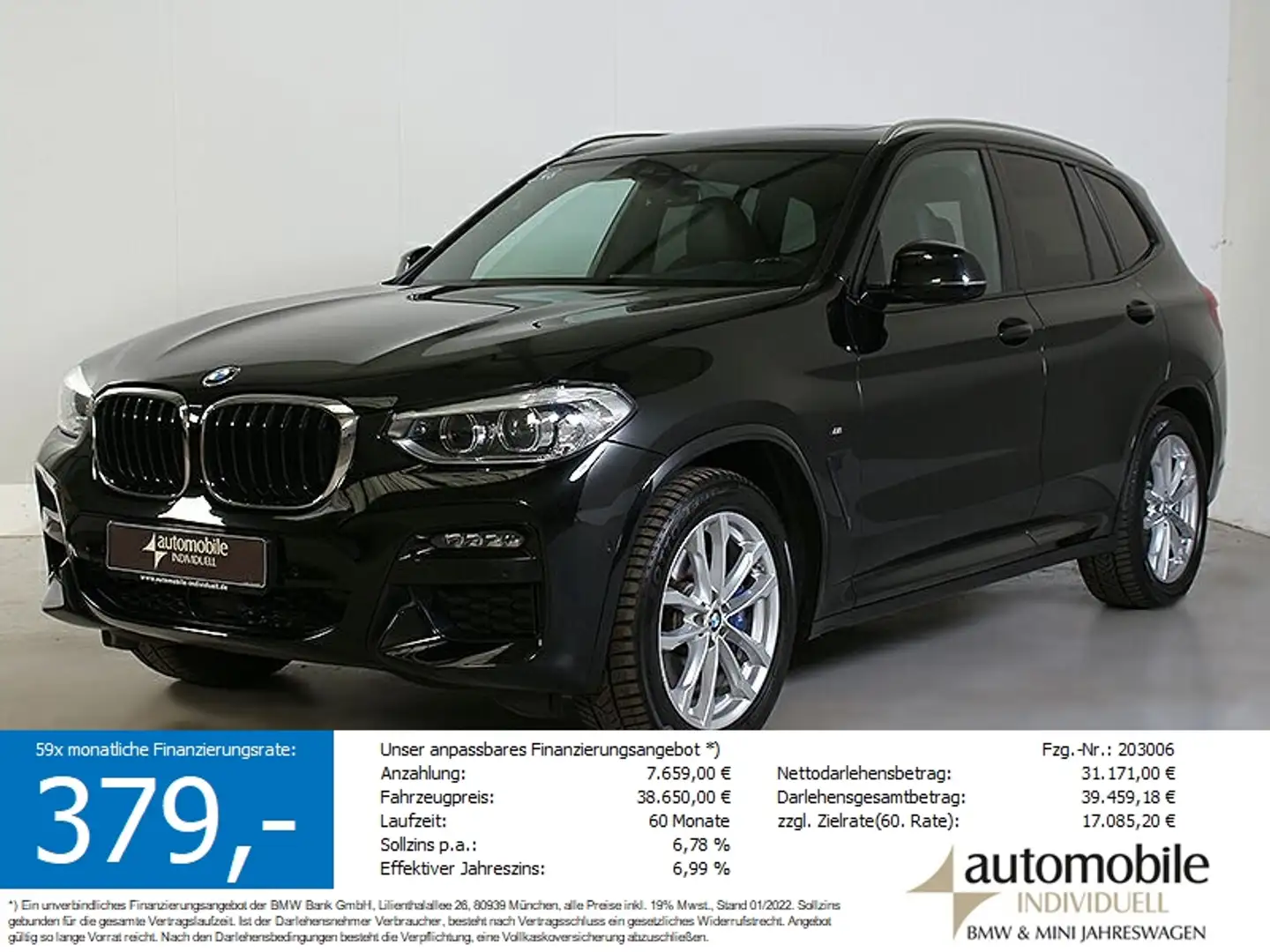 BMW X3 xDr 30dA M Sport LED ACC AHK Standh Navi HiFi Noir - 1
